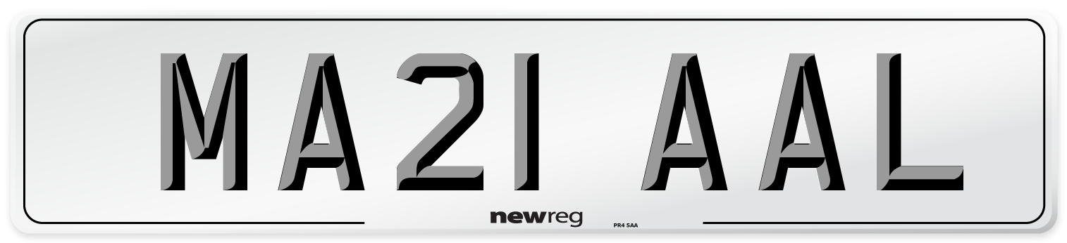 MA21 AAL Number Plate from New Reg